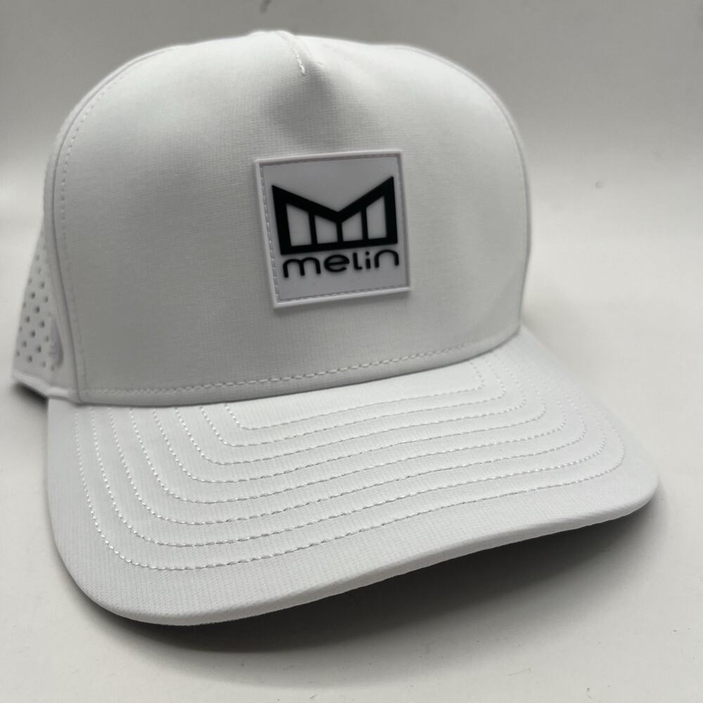 Melin Stacked Hat Cap Snap Back Mens White Odyssey Hydro Sz Small NWT ASIS FRONT